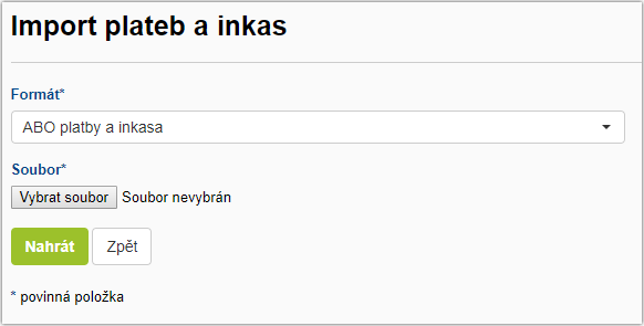 Příklad výběru ABO souboru v internetovém bankovnictví