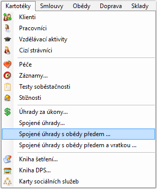 Programového menu "Kartotéky"